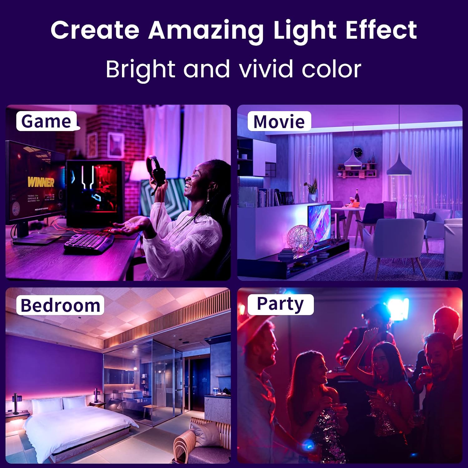 Smart LED Light Bar, RGB Light Bar Lamp Ambiance Gaming Lights with Multiple Lighting Effects and Music Modes for Gaming Room, PC, PC Accessories, Gaming Desk Accessories, Mood Light with App Control - Amazing Gadgets Outlet