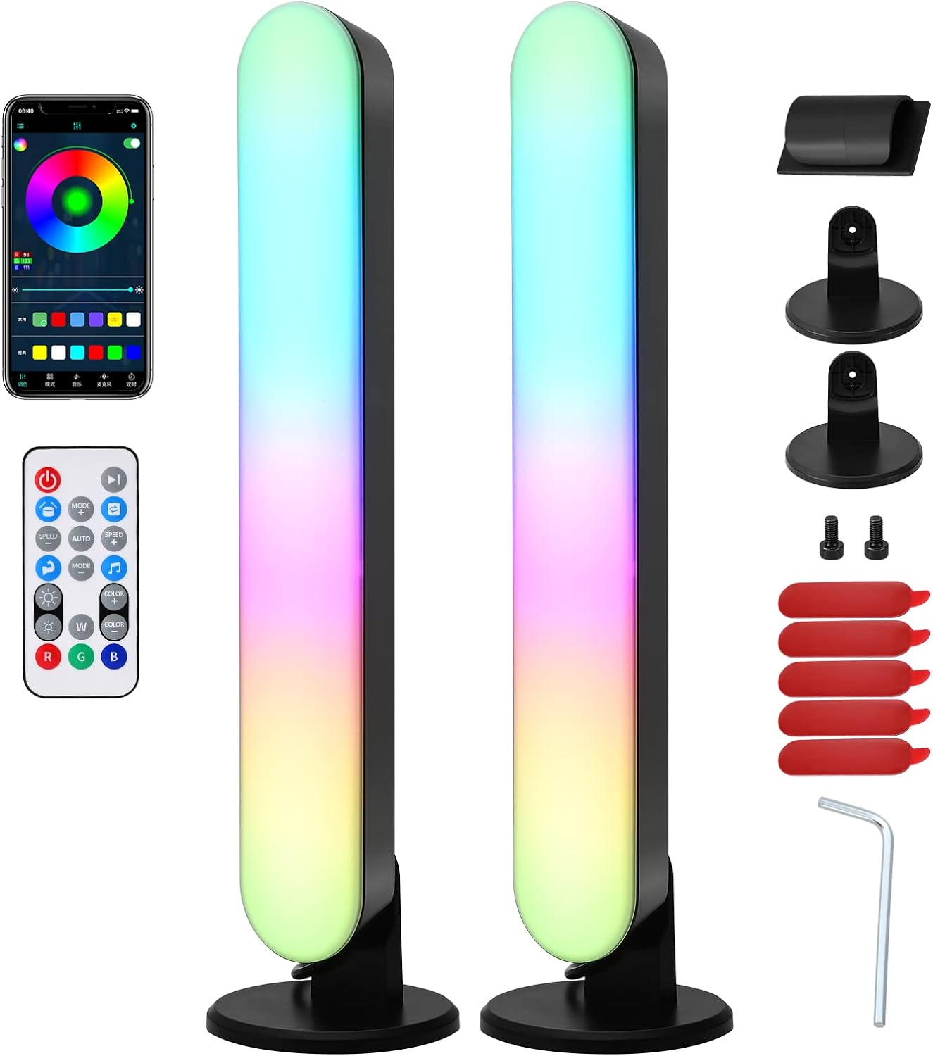 Smart LED Light Bar, RGB Smart Desk Lamp TV Backlight with Multiple Lighting Effects and Music Modes, WiFi APP Control Mood Light, Music Sync Ambient Lights for Gaming,Play Light Bar for PC, TV, 2PCS - Amazing Gadgets Outlet