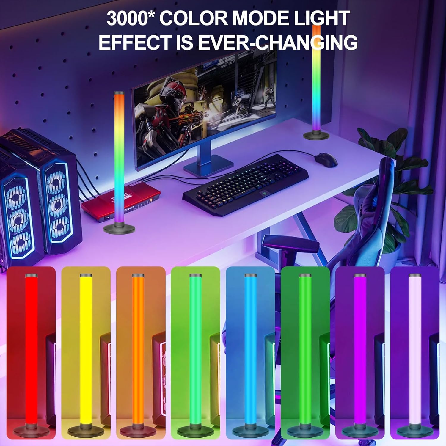 Smart LED Light Bars, RGB Light Bar Lamp with Multiple Lighting Effects and Music Modes Mood Light, Remote Control and App Control, Music Sync for PC, Gaming Room, Gaming Desk Accessories - Amazing Gadgets Outlet