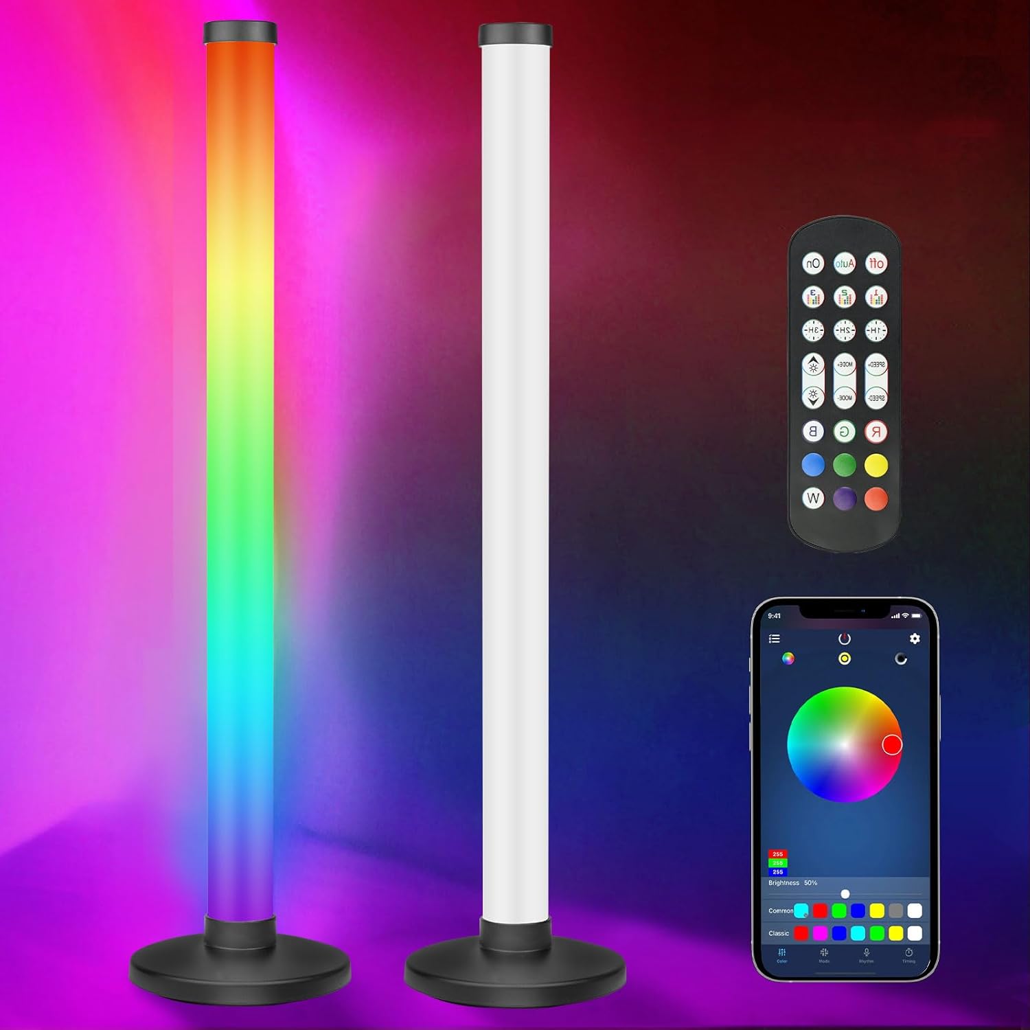 Smart LED Light Bars, RGB Light Bar Lamp with Multiple Lighting Effects and Music Modes Mood Light, Remote Control and App Control, Music Sync for PC, Gaming Room, Gaming Desk Accessories - Amazing Gadgets Outlet