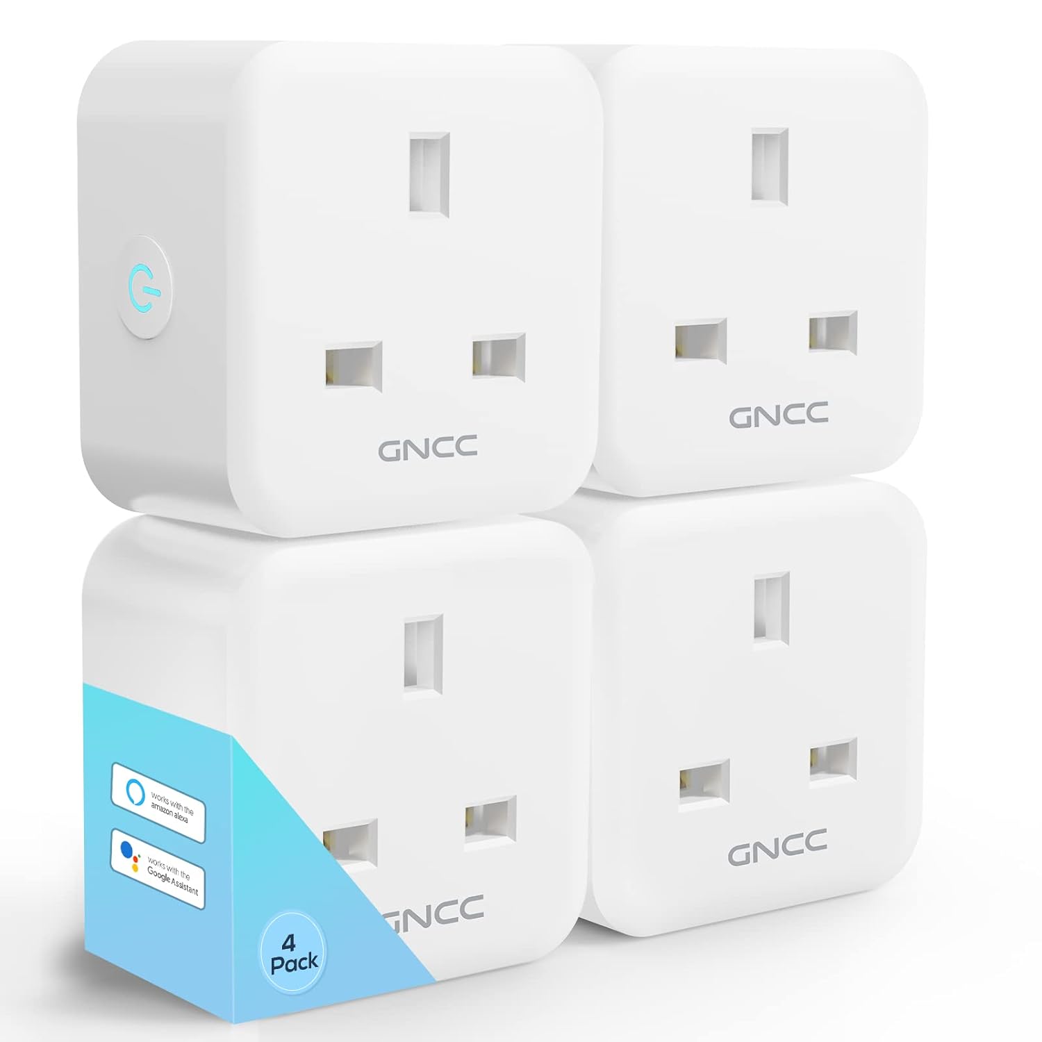 Smart Plug GNCC WiFi Plugs Works with Alexa Google Home Smart Socket Wireless Remote Control Timer Smart WiFi Outlet Without Energy Monitoring, 2.4Ghz Only, 13A 3120W, 4 Pack - Amazing Gadgets Outlet