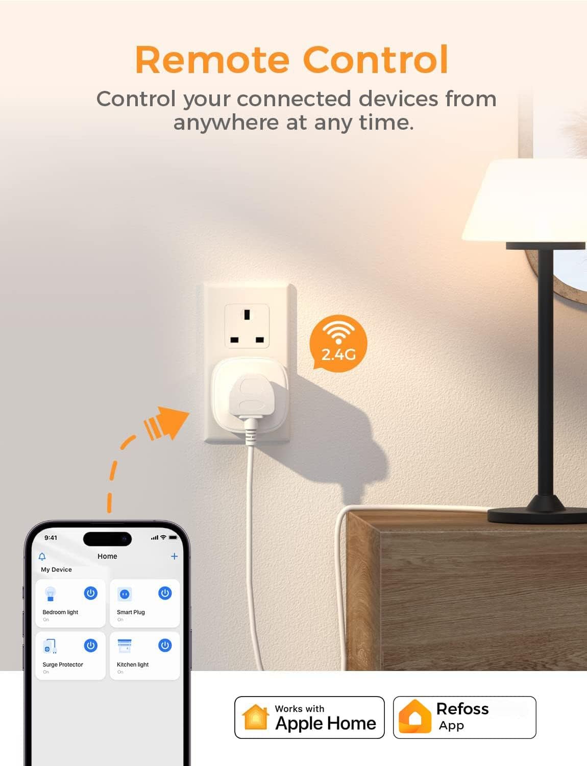 Smart Plug Works with Apple HomeKit Siri, Alexa, Google Home Refoss WiFi Smart Plug Socket with Energy Monitoring Wireless Remote Control Timer Plug No Hub Required 13A,4 Packs - Amazing Gadgets Outlet