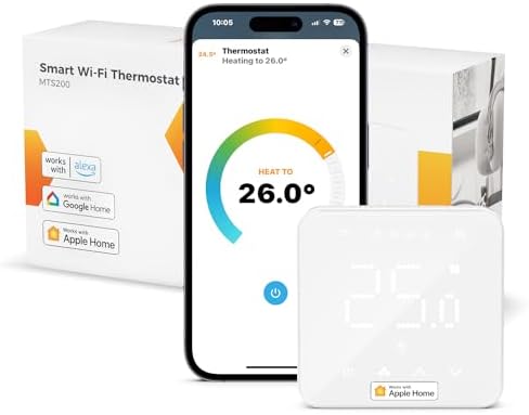 Smart Thermostat for Combi Boiler/Water Underfloor Heating, WiFi Thermostat Works with Apple HomeKit Siri, Alexa, Google Home, Support Programmer No Hub Required - White - Pack of 1 - 240 V - Amazing Gadgets Outlet