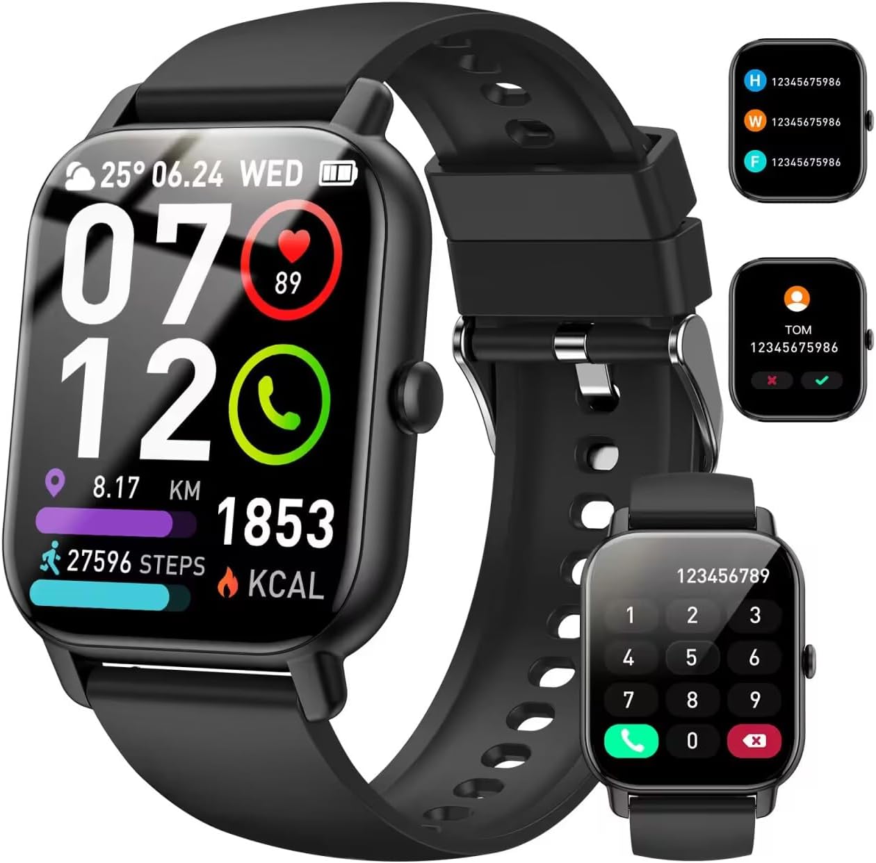 Smart Watch Answer/Make Calls, 1.85" Smart Watches for Women and Men, Fitness Watch SpO2/Heart Rate/Sleep Monitor, 112 Sport Modes, Calorie/Step Counter, IP7 Waterproof Fitness Tracker for Android iOS - Amazing Gadgets Outlet