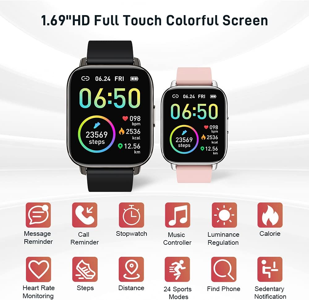 Smart Watch, Fitness Tracker 1.69" Touch Screen Fitness Watch with Heart Rate Sleep Monitor, Step Counter for Men Women Activity Trackers IP68 Waterproof Smartwatch Sports for iOS Android - Amazing Gadgets Outlet