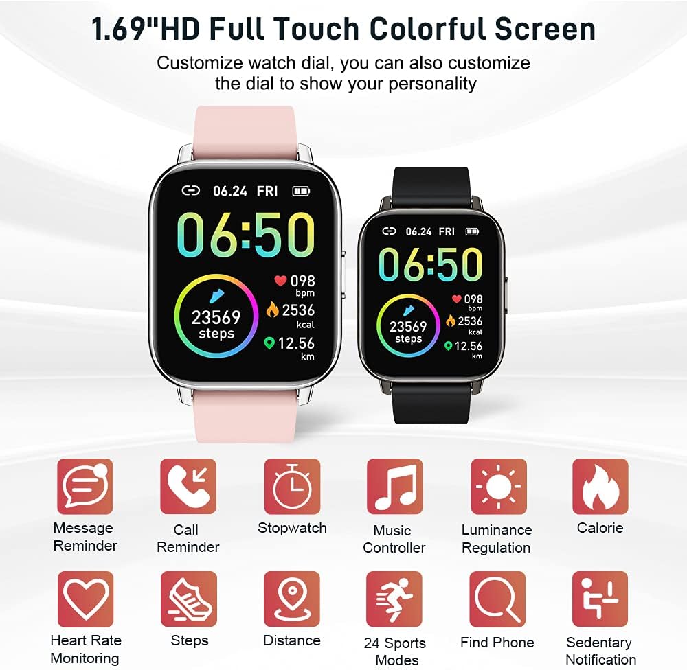 Smart Watch, Fitness Tracker 1.69" Touch Screen Fitness Watch with Heart Rate Sleep Monitor, Step Counter Smart Watch for Women Men Activity Trackers IP68 Waterproof Smartwatch for iOS Android - Amazing Gadgets Outlet