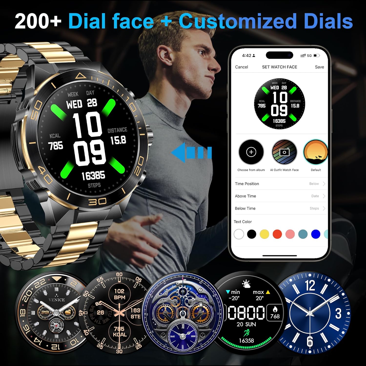 Smart Watch for Men - 1.43" AMOLED Military Smartwatch Men Women Answer/Make Call, 130+ Sport Modes Fitness Watch IP68 Waterproof Heart Rate Sleep Monitor Step Counter Smart Watches for Android iOS - Amazing Gadgets Outlet