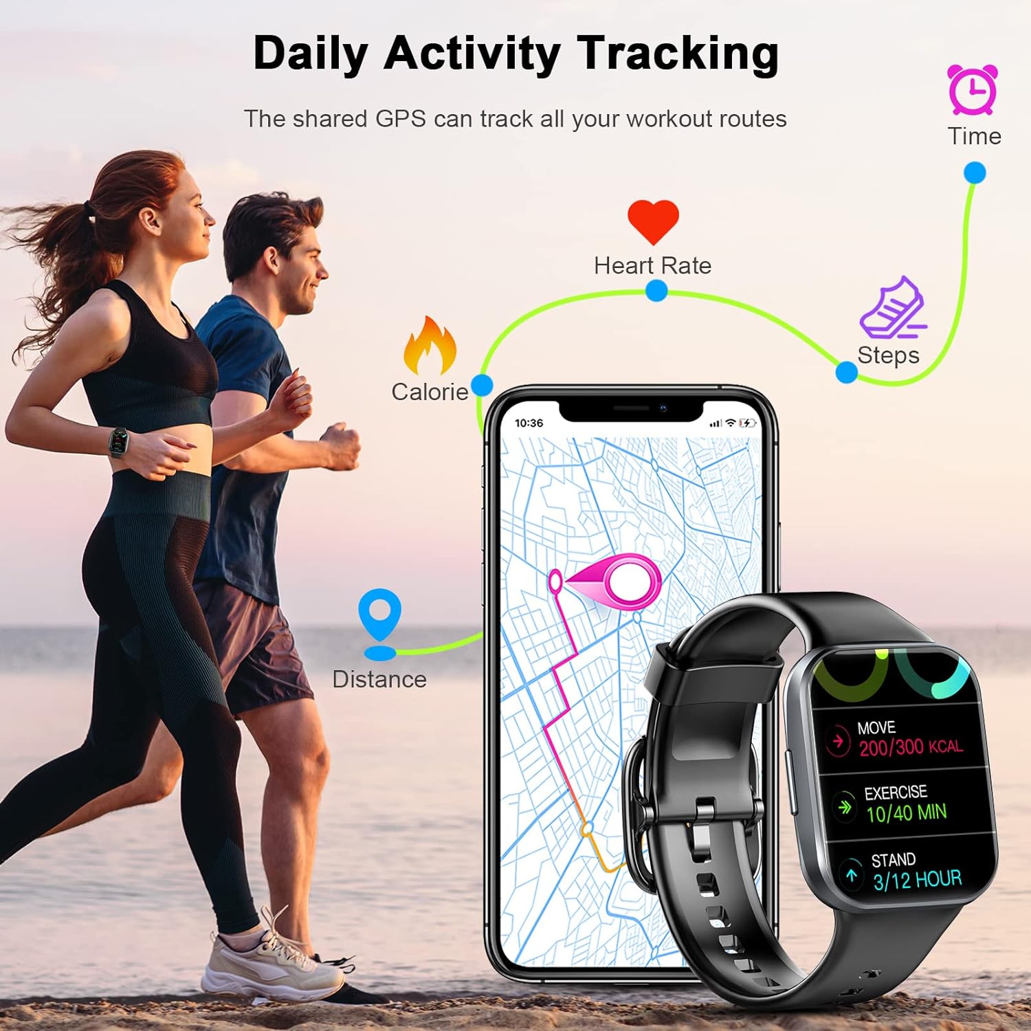 Smart Watch for Men Women, 1.69" Fitness Watch with Heart Rate Sleep Monitor/Step Counter, 2024 Fitness Tracker Smartwatch with 25 Sports Modes, IP68 Waterproof Activity Trackers for iOS Android - Black - Amazing Gadgets Outlet