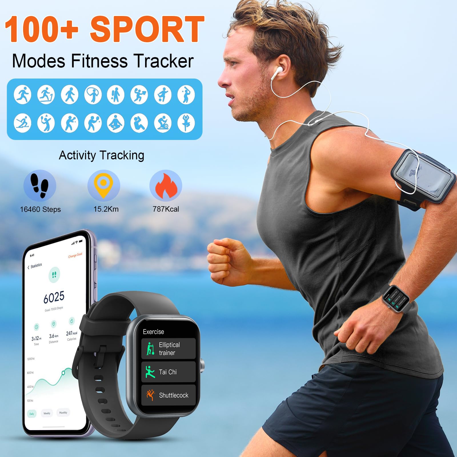 Smart Watch for Men Women Answer/Make Calls, 1.96" HD Smartwatch, Fitness Watch with Heart Rate Sleep Monitor, 100+Sports, Step Counter, IP68 Waterproof Fitness Smartwatch Compatible with Android IOS - Amazing Gadgets Outlet