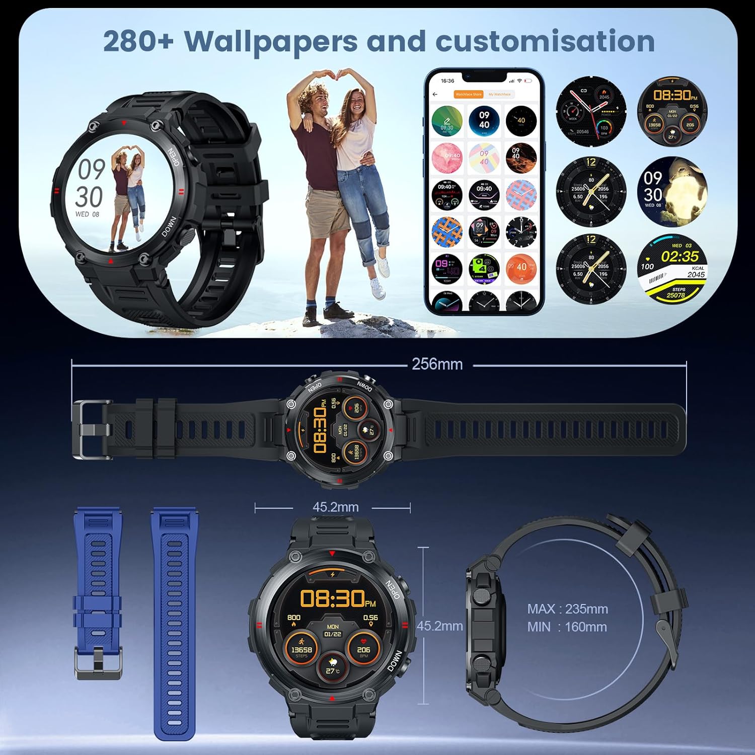 Smart Watch Men Bluetooth Call: 1.42" Touch Screen Fitness Watch with Waterproof Heart Rate Blood Pressure Oxygen Sleep Monitor Activity Tracker Step Counter Smartwatch Sports for Android IOS Round - Amazing Gadgets Outlet