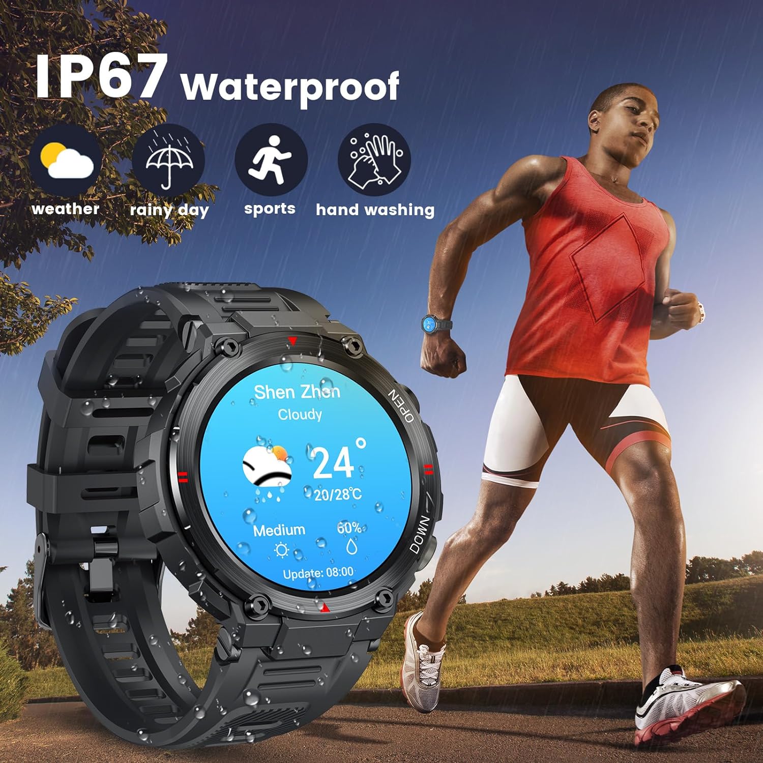 Smart Watch Men Bluetooth Call: 1.42" Touch Screen Fitness Watch with Waterproof Heart Rate Blood Pressure Oxygen Sleep Monitor Activity Tracker Step Counter Smartwatch Sports for Android IOS Round - Amazing Gadgets Outlet