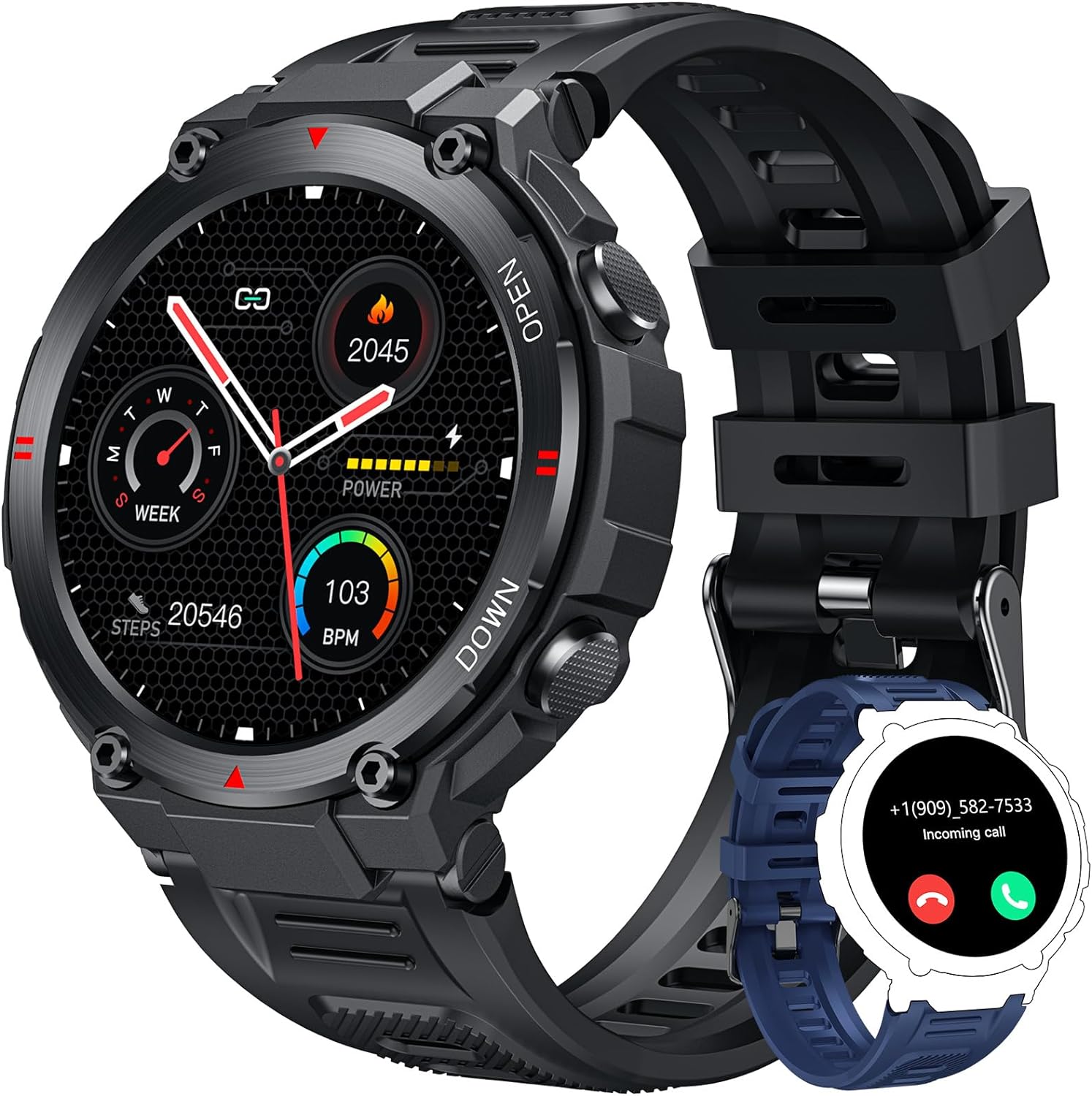 Smart Watch Men Bluetooth Call: 1.42" Touch Screen Fitness Watch with Waterproof Heart Rate Blood Pressure Oxygen Sleep Monitor Activity Tracker Step Counter Smartwatch Sports for Android IOS Round - Amazing Gadgets Outlet