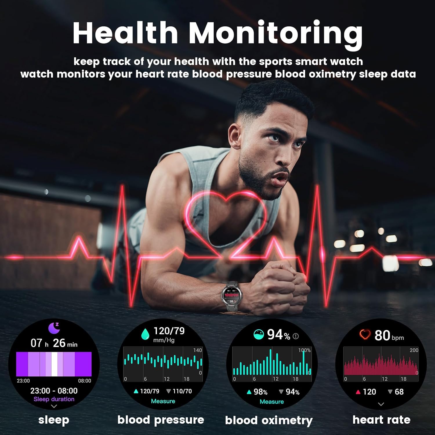 Smart Watch Men Bluetooth Call: 1.42" Touch Screen Fitness Watch with Waterproof Heart Rate Blood Pressure Oxygen Sleep Monitor Activity Tracker Step Counter Smartwatch Sports for Android IOS Round - Amazing Gadgets Outlet