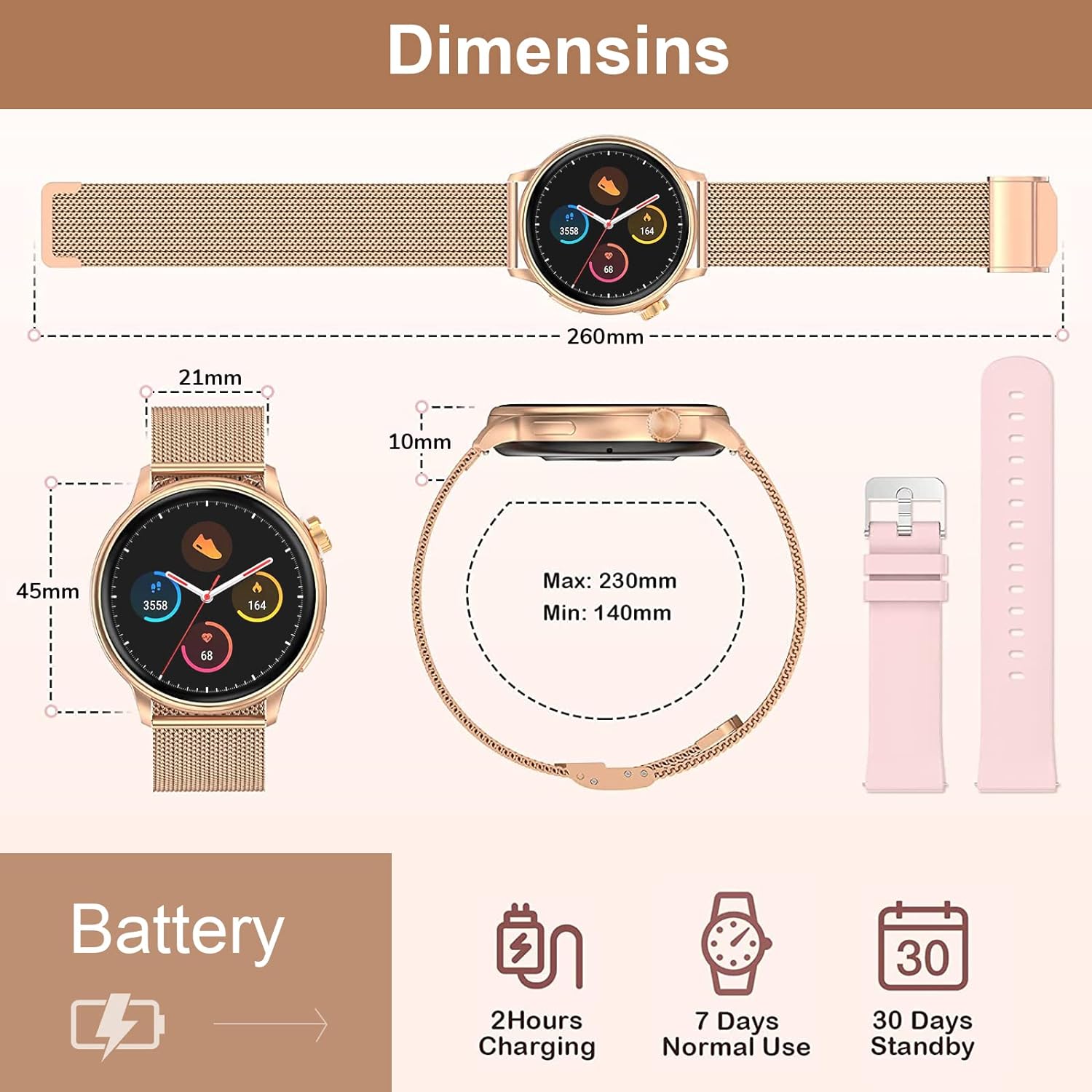 Smart Watches for Women Call and Text Message - 1.32" HD Bluetooth Ladies Fitness Watches,Waterproof Sports Smart Watches Womens with Heart Rate Blood Pressure Sleep Monitor Compatible for IOS Android - Amazing Gadgets Outlet