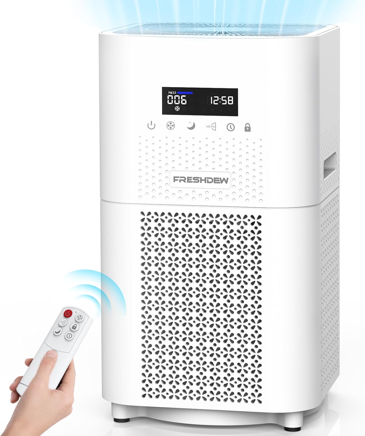 Smart Wi - Fi Air Purifier for Bedroom, FRESHDEW CADR 300 m³/h H13 True HEPA Filter with Air Quality Sensor, Pet Air Purifiers for Home up to 100m², Air Cleaner for Pets, Smoke, Dust, Works with Alexa - Amazing Gadgets Outlet