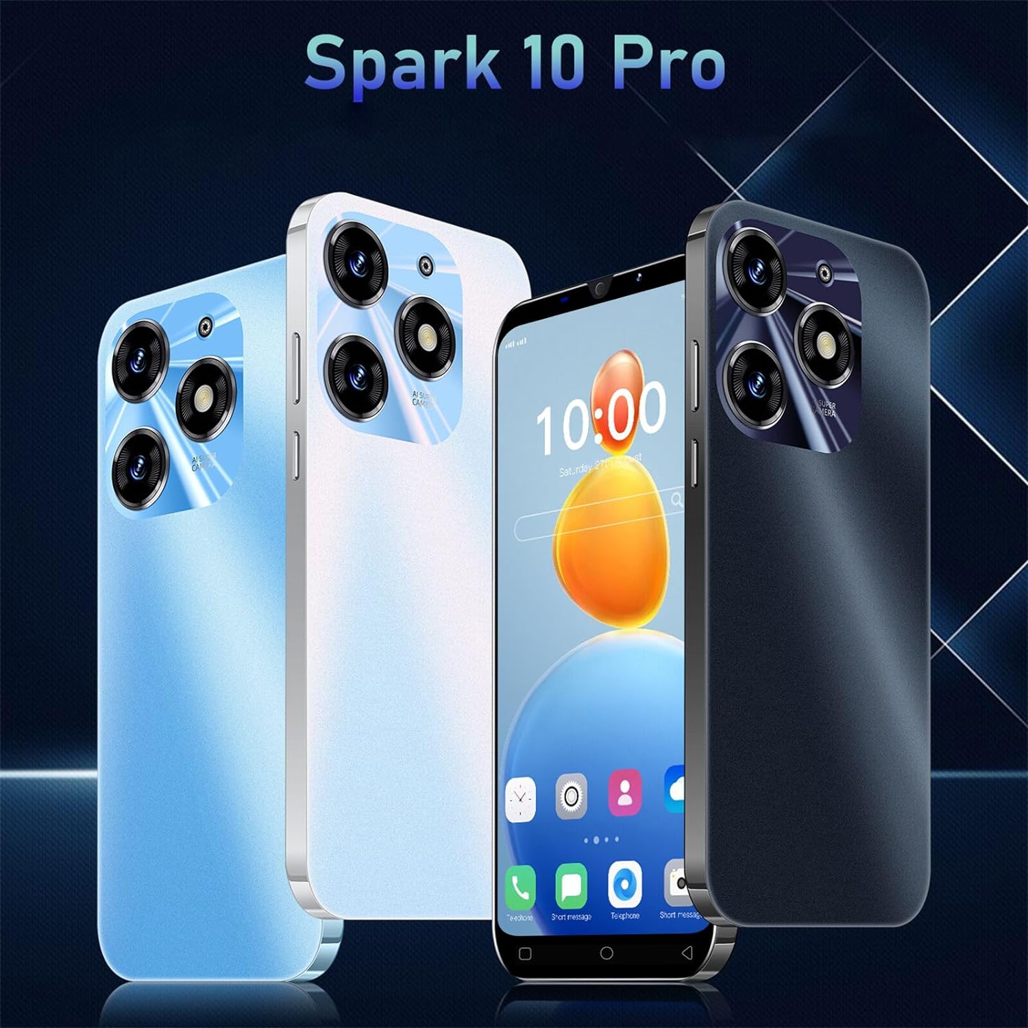 Smartphone Offer of the Day, 5.0 inch IPS Display, 16GB ROM 128GB Expandable, Android 9.0, Dual SIM Dual Camera Cheap 3G Mobile Phones (Spark 10Pro - Black) - Amazing Gadgets Outlet