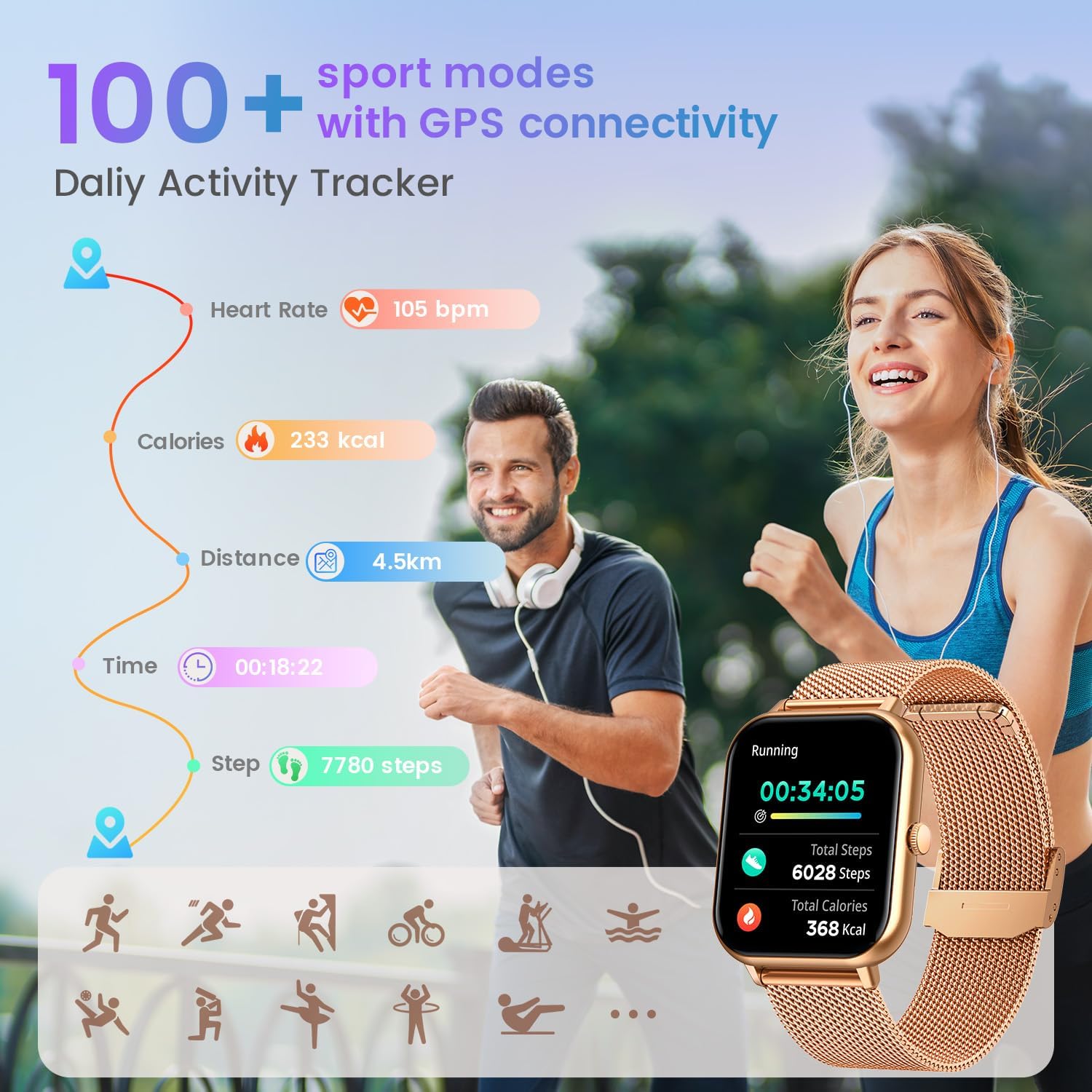 Smartwatch Fitness Tracker for Women Watches: 1.83" Touch Screen Smart Watch Band Answer Make Calls Heart Rate Blood Oxygen Sleep Monitor 100+ Sports Modes IP67 Waterproof Activity Tracker IOS Android - Amazing Gadgets Outlet