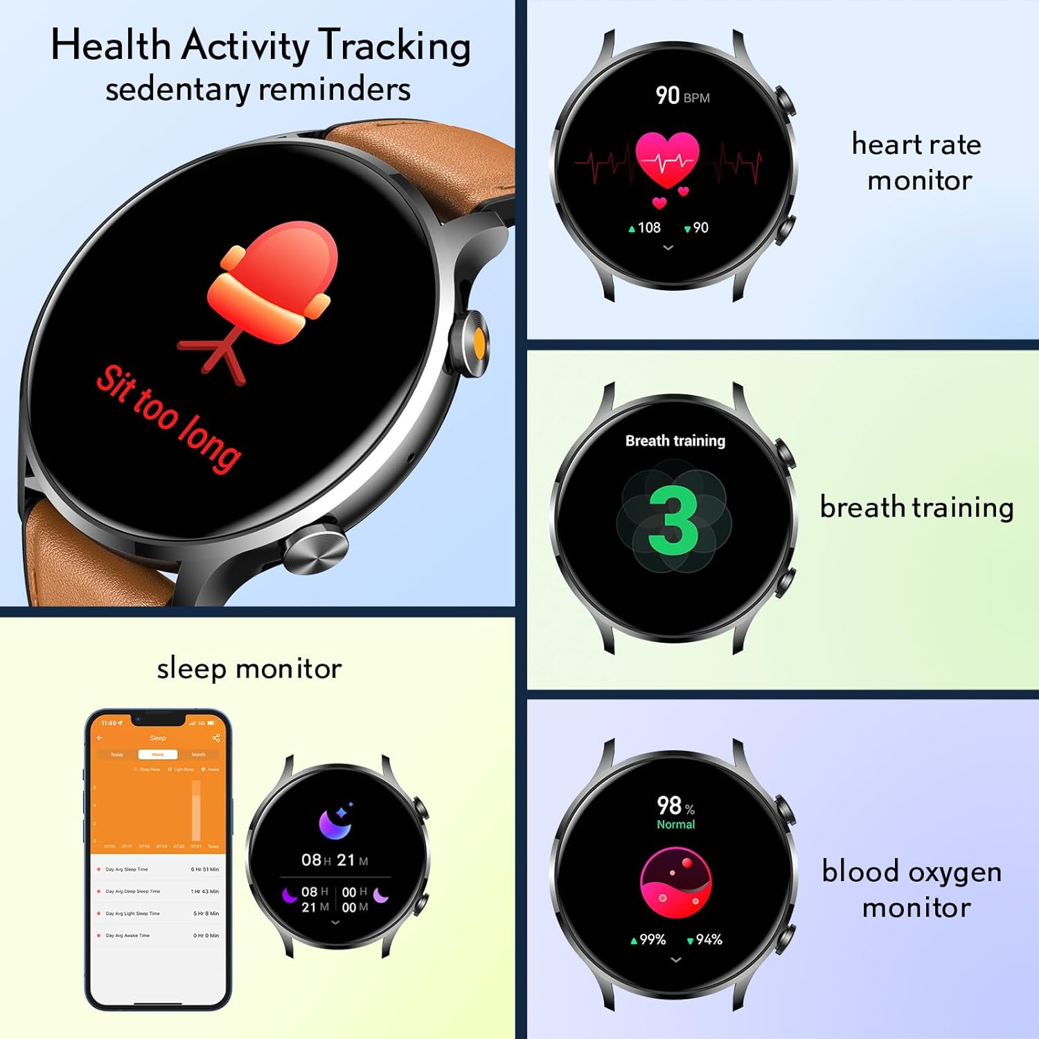 Smartwatch Fitness Watch Bluetooth Call - 1.39" Smart Watch for Men with Heart Rate Oxygen Blood Pressure Sleep Monitor 114 Sports Modes Step Counter Activity Trackers Compatible with Android iOS - Amazing Gadgets Outlet