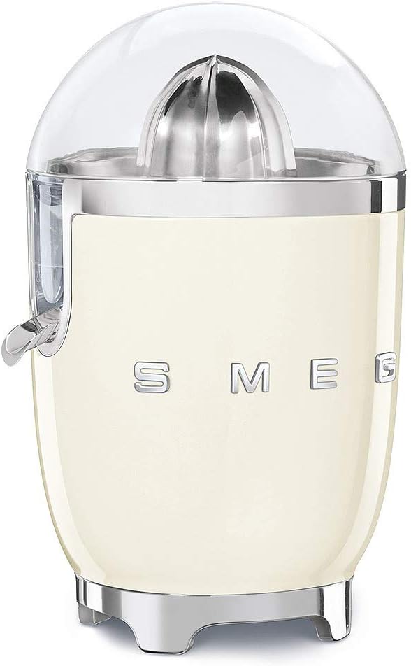 Smeg CJF01CRUK Retro 50's Style Citrus Juicer with Lid, Stainless Steel Reamer and Strainer, Anti - Drip Spout, Cream - Amazing Gadgets Outlet