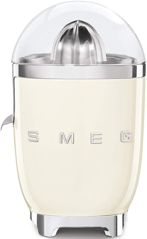 Smeg CJF01CRUK Retro 50's Style Citrus Juicer with Lid, Stainless Steel Reamer and Strainer, Anti - Drip Spout, Cream - Amazing Gadgets Outlet