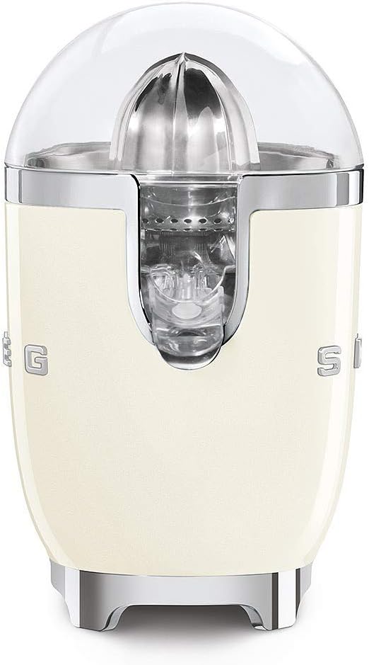 Smeg CJF01CRUK Retro 50's Style Citrus Juicer with Lid, Stainless Steel Reamer and Strainer, Anti - Drip Spout, Cream - Amazing Gadgets Outlet