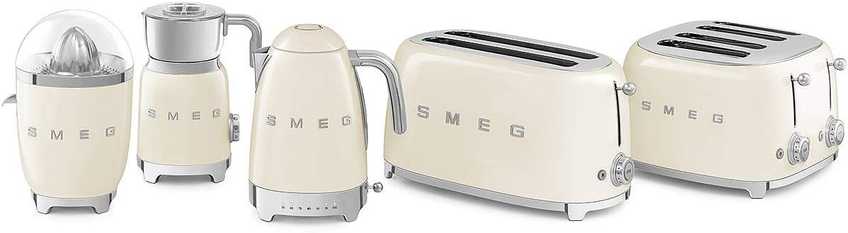 Smeg CJF01CRUK Retro 50's Style Citrus Juicer with Lid, Stainless Steel Reamer and Strainer, Anti - Drip Spout, Cream - Amazing Gadgets Outlet