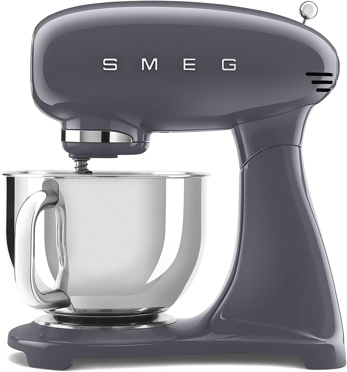 Smeg SMF03GRUK Full Colour Stand Mixer, Retro 50's Style with 4.8L Stainless Steel Bowl, Safety Lock, 10 Variable Speeds, 800W, Grey - Amazing Gadgets Outlet