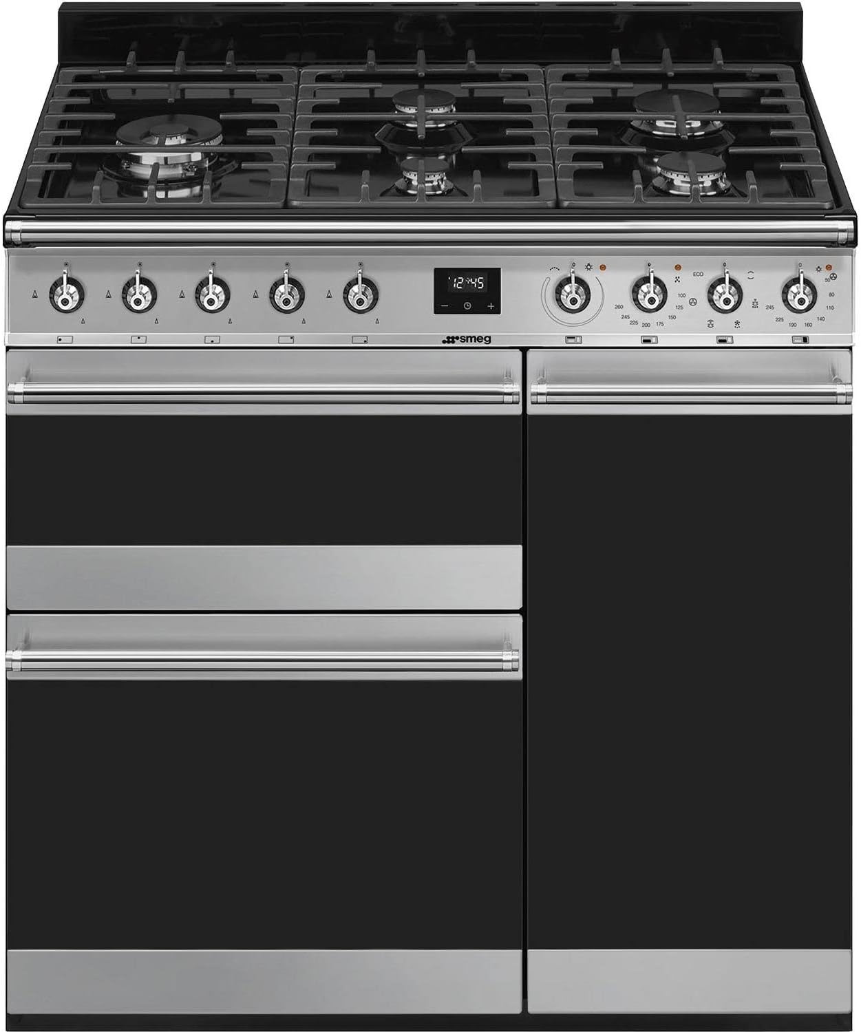 Smeg Symphony Triple Cavity 90cm Dual Fuel Range Cooker - Stainless Steel - Amazing Gadgets Outlet