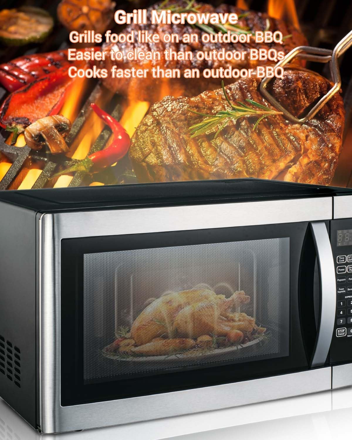 SMETA Microwave Combination Oven 1100W Microwave With Grill 42L, Digital Microwave with 1400W Grill Power, Defrost function, 6 Auto Cooking Menus, 11 Power Level Easy Clean - Black and Silver - Amazing Gadgets Outlet