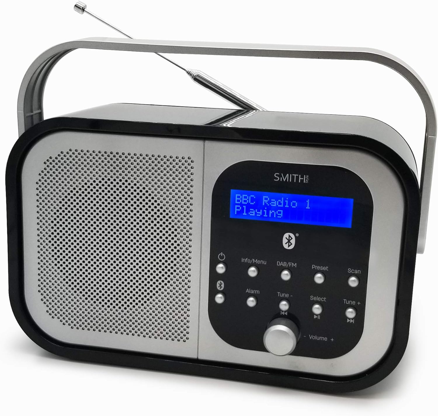 Smith - Style Retro H1 DAB Radio with Bluetooth | DAB Radio Portable | Mains and Battery Powered with DAB/DAB+ & FM | Dual Alarm | 20 Preset Stations - Amazing Gadgets Outlet