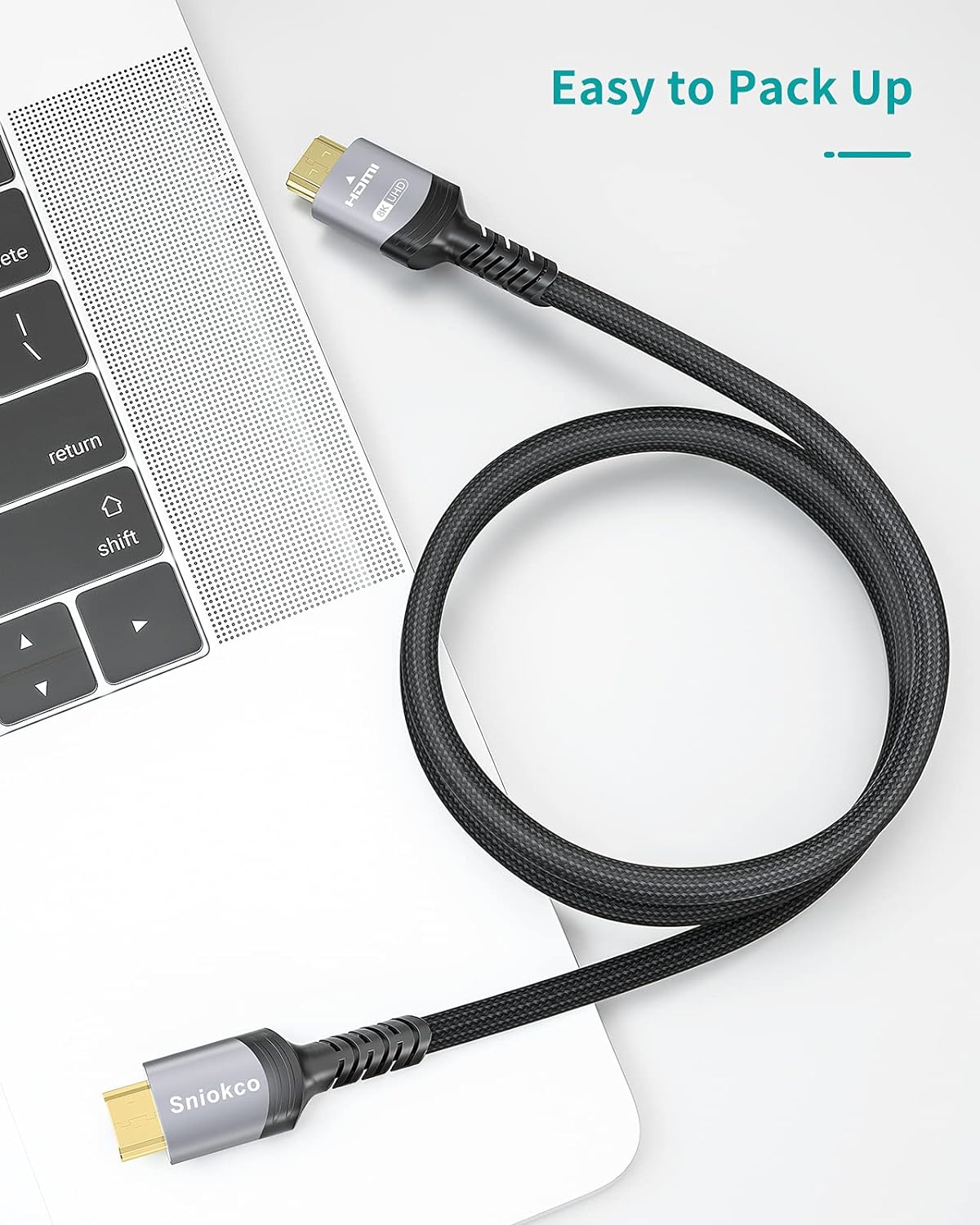 Sniokco 2024 Newest 10K 8K 4K HDMI 2.1 Cable 1M, Certified 48Gbps Ultra High Speed Braided HDMI Cable, Support Dynamic HDR, eARC, Dolby Atmos, 8K@60Hz, HDCP 2.2 2.3, Compatible with HDTV Monitor - Amazing Gadgets Outlet