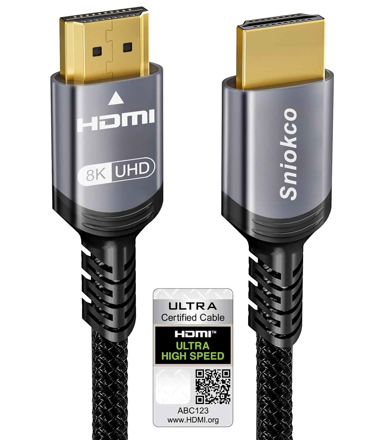 Sniokco 2024 Newest 10K 8K 4K HDMI 2.1 Cable 1M, Certified 48Gbps Ultra High Speed Braided HDMI Cable, Support Dynamic HDR, eARC, Dolby Atmos, 8K@60Hz, HDCP 2.2 2.3, Compatible with HDTV Monitor - Amazing Gadgets Outlet