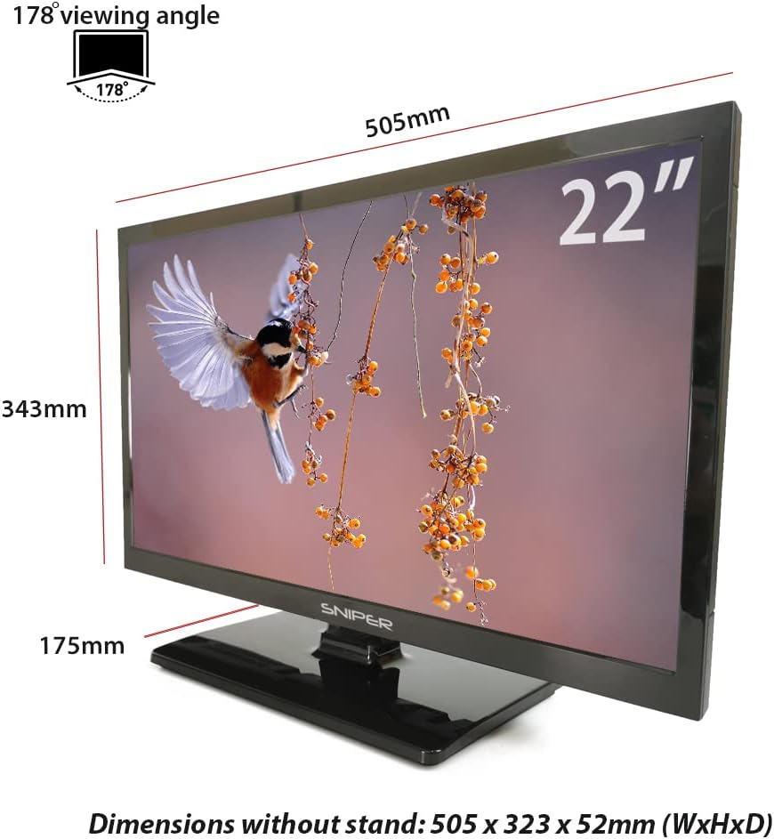 Sniper 22″ HD LED Travel TV, DVD, Satellite S2 and Freeview T2, 12V, 24V & Mains. Bluetooth 4.0 - Amazing Gadgets Outlet