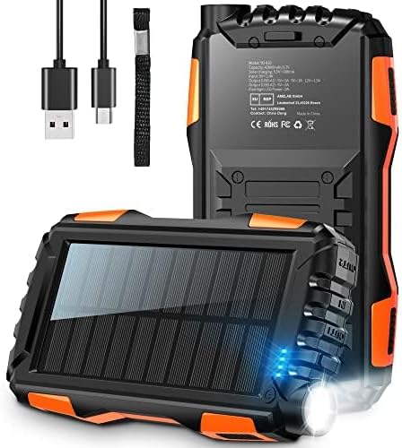 Solar Power Bank 46800mAh Huge Capacity Portable Charger, Fast Charging 22.5W & PD 20W Phone Charger, 3 Charging ports, Digital Display& Bright Flashlight, for iPhone,Samsung,Tablet - Amazing Gadgets Outlet