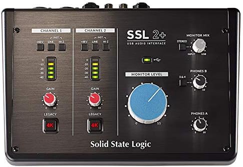 Solid State Logic SSL 2+ (2 Plus) USB Audio Interface - 24 bit/192 kHz, 2 - in 4 - out, with SSL Legacy 4K Analogue Enhancement and Included SSL Software Production Pack - Amazing Gadgets Outlet