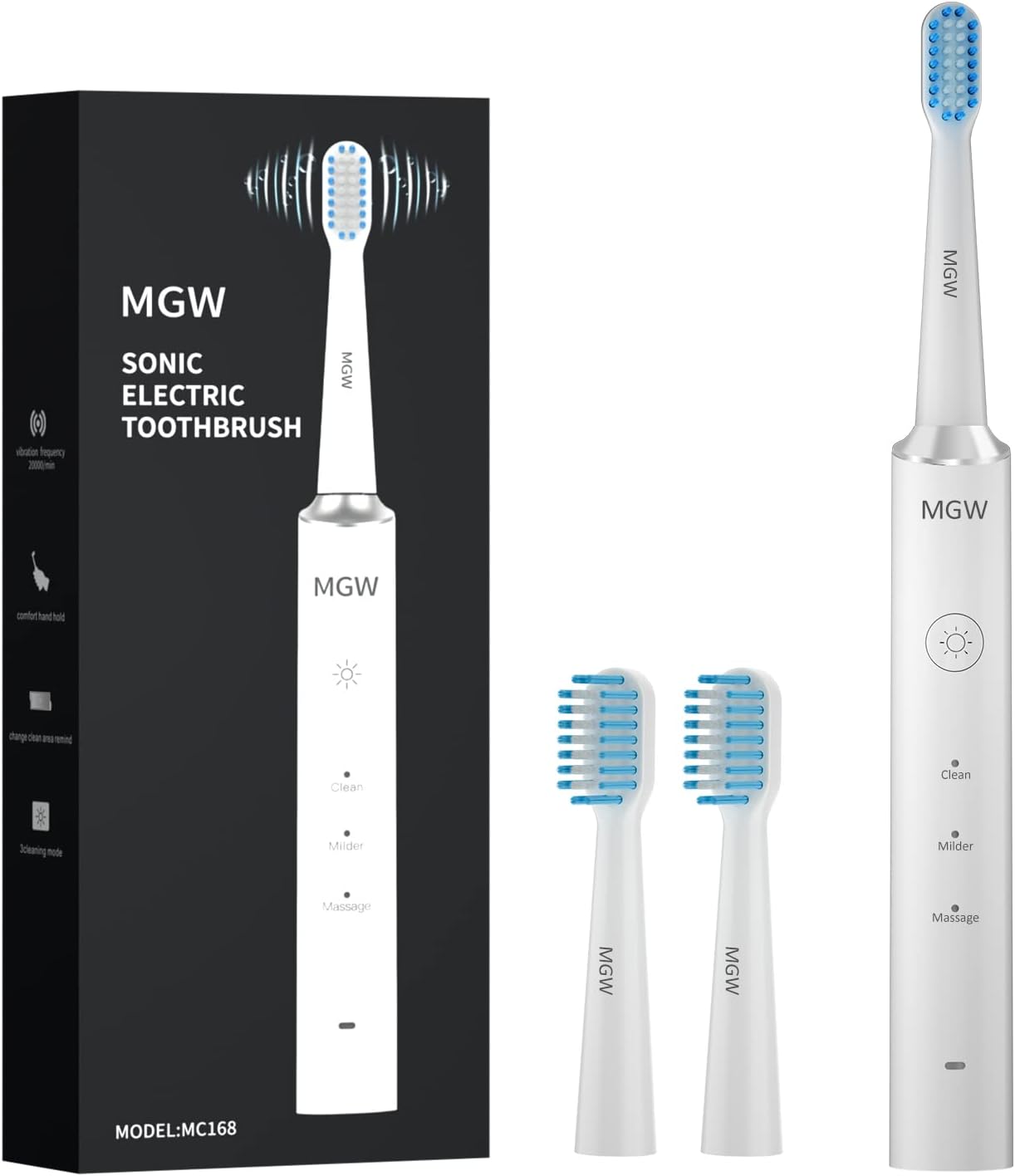 Sonic Electric Toothbrushes for Adults, MGW Rechargeable Electric Toothbrushes with Smart Timer, 3 Modes, 2 Replacement Brush Heads, IPX7 Waterproof, One Charge for 60 Days (Yellow) - Amazing Gadgets Outlet