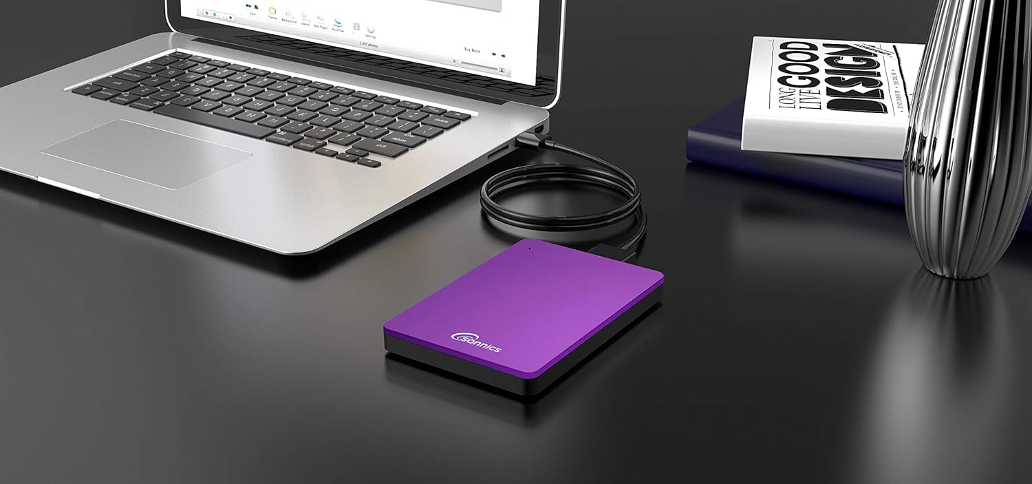 Sonnics 500GB Purple External Portable Hard drive USB 3.0 super fast transfer speed for use with Windows PC, Apple Mac, Smart tv, XBOX ONE & PS4 - Amazing Gadgets Outlet