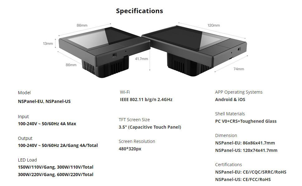 SONOFF NSPanel Smart Scene Wall Switch Hub, Smart Display, Built - in Temperature Thermostat and Environmental Sensor, All - in - One Control Center on HMI Panel - Amazing Gadgets Outlet