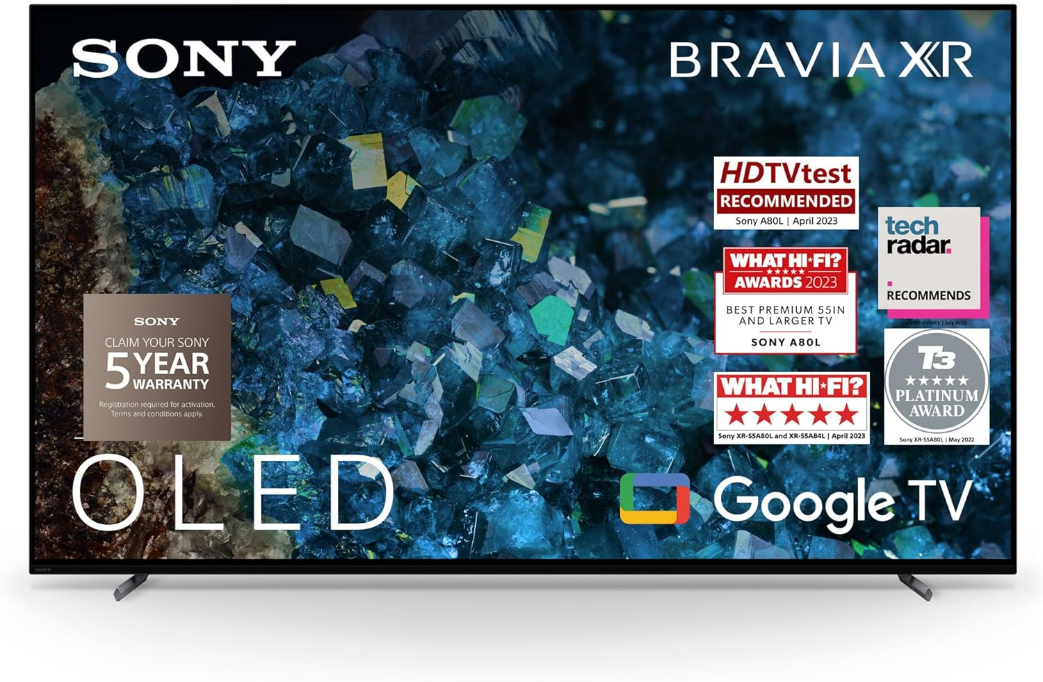 Sony BRAVIA XR, XR - 55A80L, 55 Inch, OLED, Smart TV, 4K HDR, Google TV, ECO PACK, BRAVIA CORE, Perfect for PlayStation5, Metal Flush Surface Design, 5 Year Warranty - Amazing Gadgets Outlet