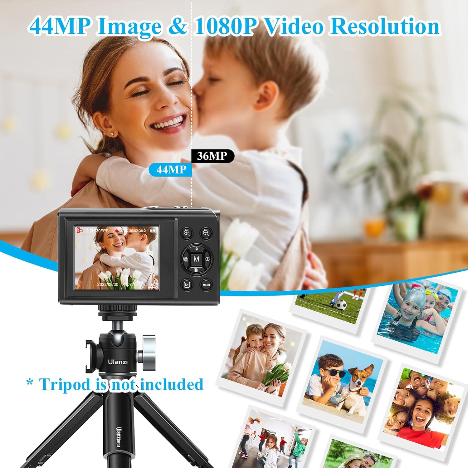 SOPPY Digital Camera, FHD 1080P 44MP Compact Camera,Vlogging Camera with 32G SD Card, 2.4" LCD Screen Rechargeable Camera with 16X Digital Zoom, Mini Camera for Boys Girls Kids Beginners, Black - Amazing Gadgets Outlet