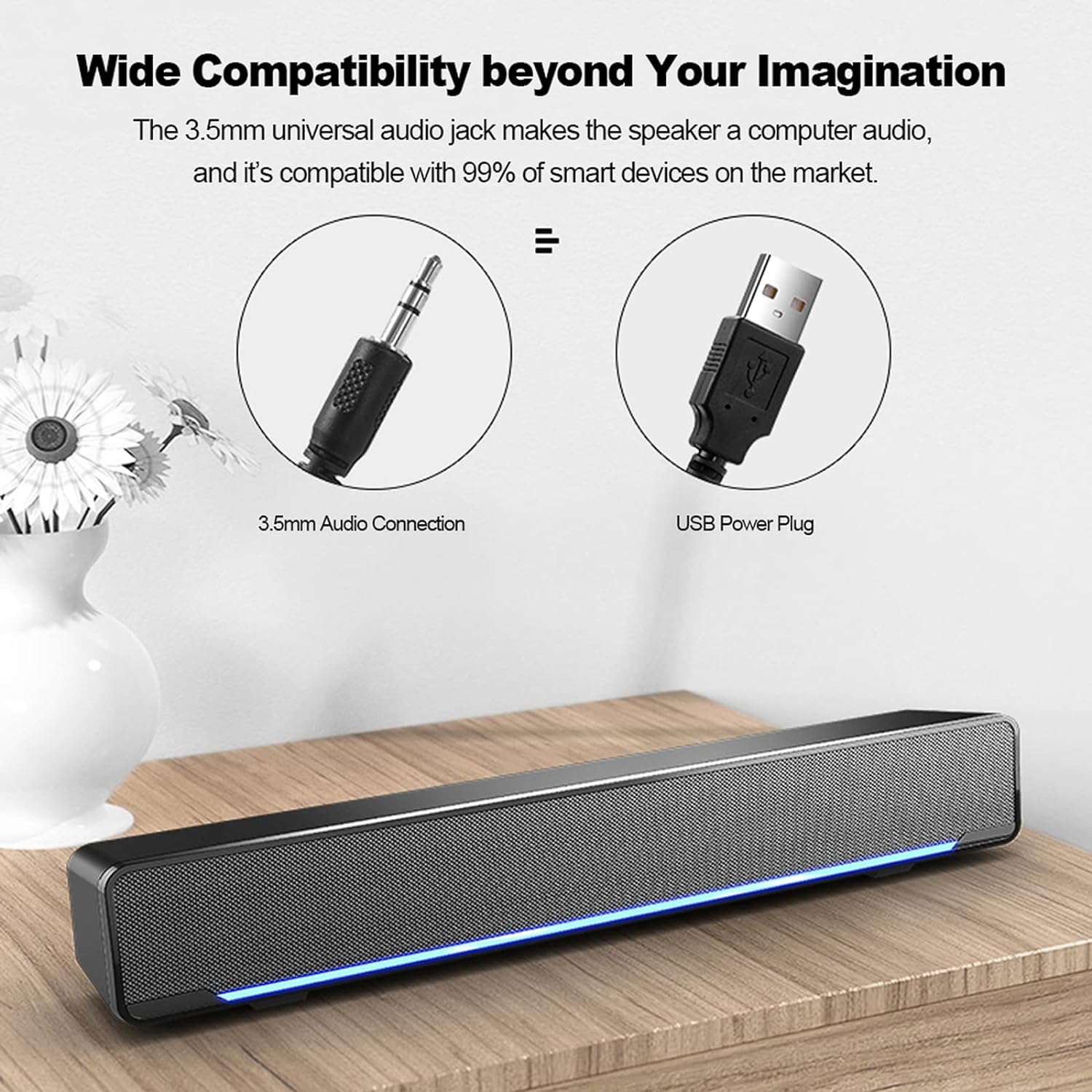 Sound Bars, Mini Speaker Stereo Subwoofer, Bass Surround Sound Box Wired, Music Player, with USB / 3.5 mm Audio Input for PC Laptop Smartphone Tablet MP3 MP4 - Amazing Gadgets Outlet