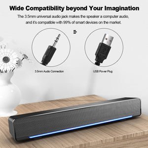 Sound Bars, Mini Speaker Stereo Subwoofer, Bass Surround Sound Box Wired, Music Player, with USB / 3.5 mm Audio Input for PC Laptop Smartphone Tablet MP3 MP4 - Amazing Gadgets Outlet