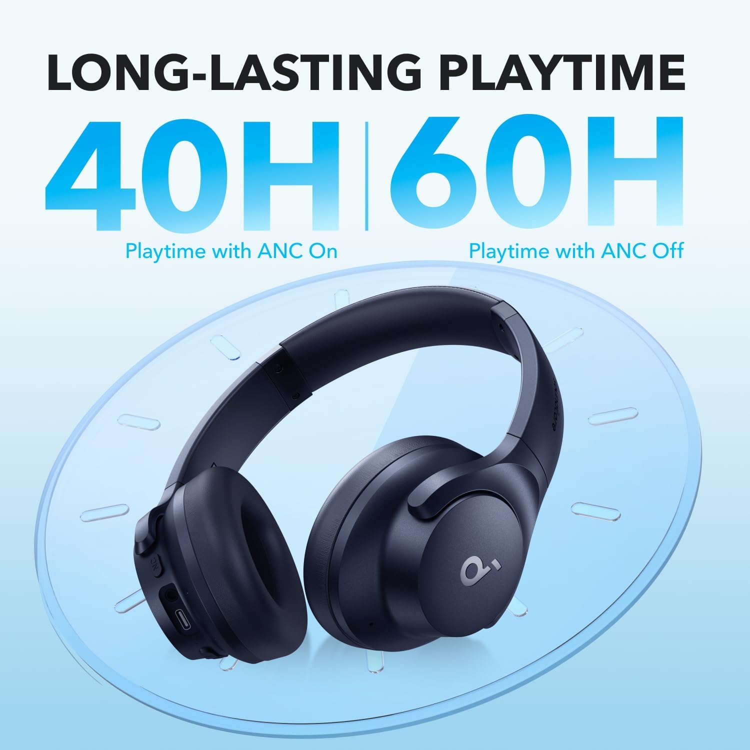 soundcore by Anker Q20i Hybrid Active Noise Cancelling Foldable Headphones, Wireless Over - Ear Bluetooth, 40H Long ANC Playtime, Hi - Res Audio, Big Bass, Customize via an App, Transparency Mode - Amazing Gadgets Outlet