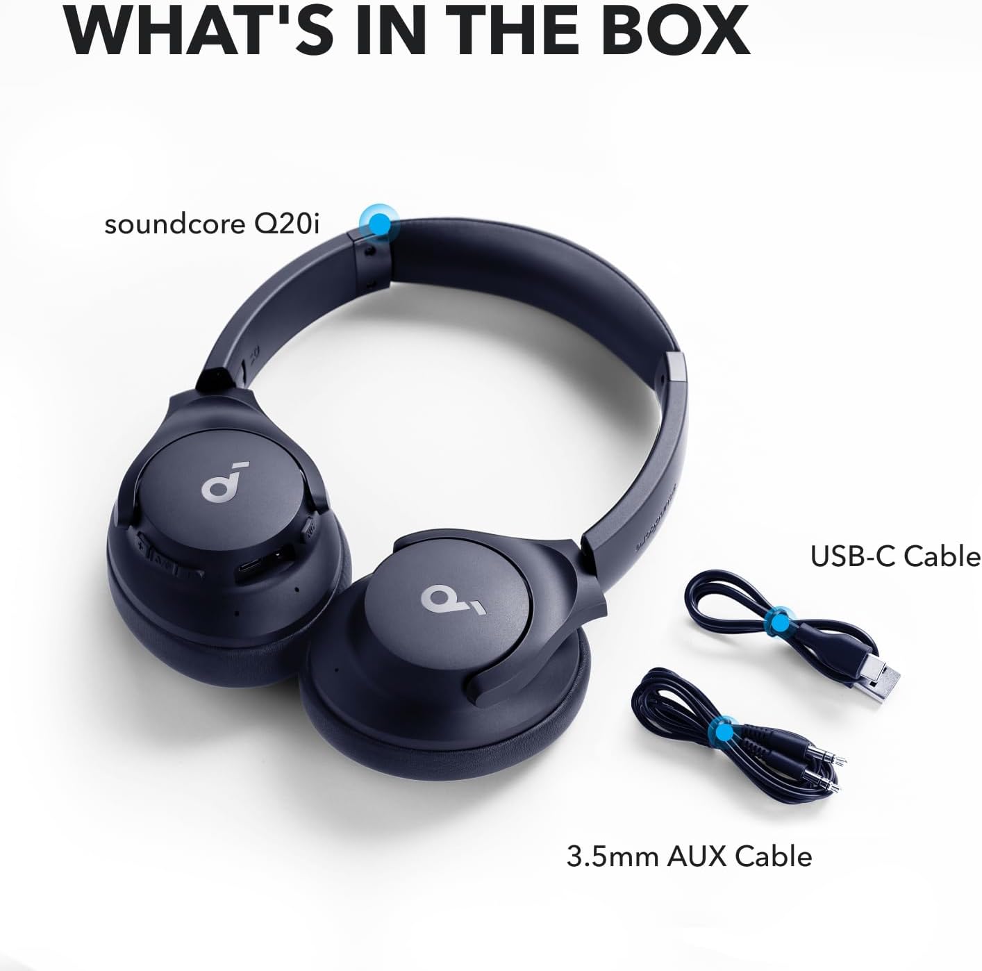 soundcore by Anker Q20i Hybrid Active Noise Cancelling Foldable Headphones, Wireless Over - Ear Bluetooth, 40H Long ANC Playtime, Hi - Res Audio, Big Bass, Customize via an App, Transparency Mode - Amazing Gadgets Outlet