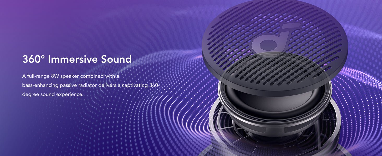 soundcore Glow Mini Portable Speaker, Bluetooth Speaker with 360° Sound, Light Show, 12H Battery, Customizable EQ and Light, IP67 Waterproof and Dustproof, for Camping, Home, and Beach Parties - Amazing Gadgets Outlet