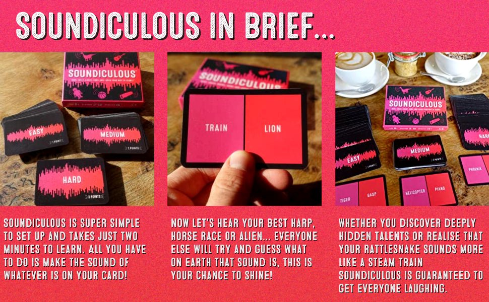 Soundiculous: The Pocketsize Party Game of Hilarious Sounds | The Family Friendly Card Game That Gets Kids, Adults and the Whole Family Laughing - Amazing Gadgets Outlet