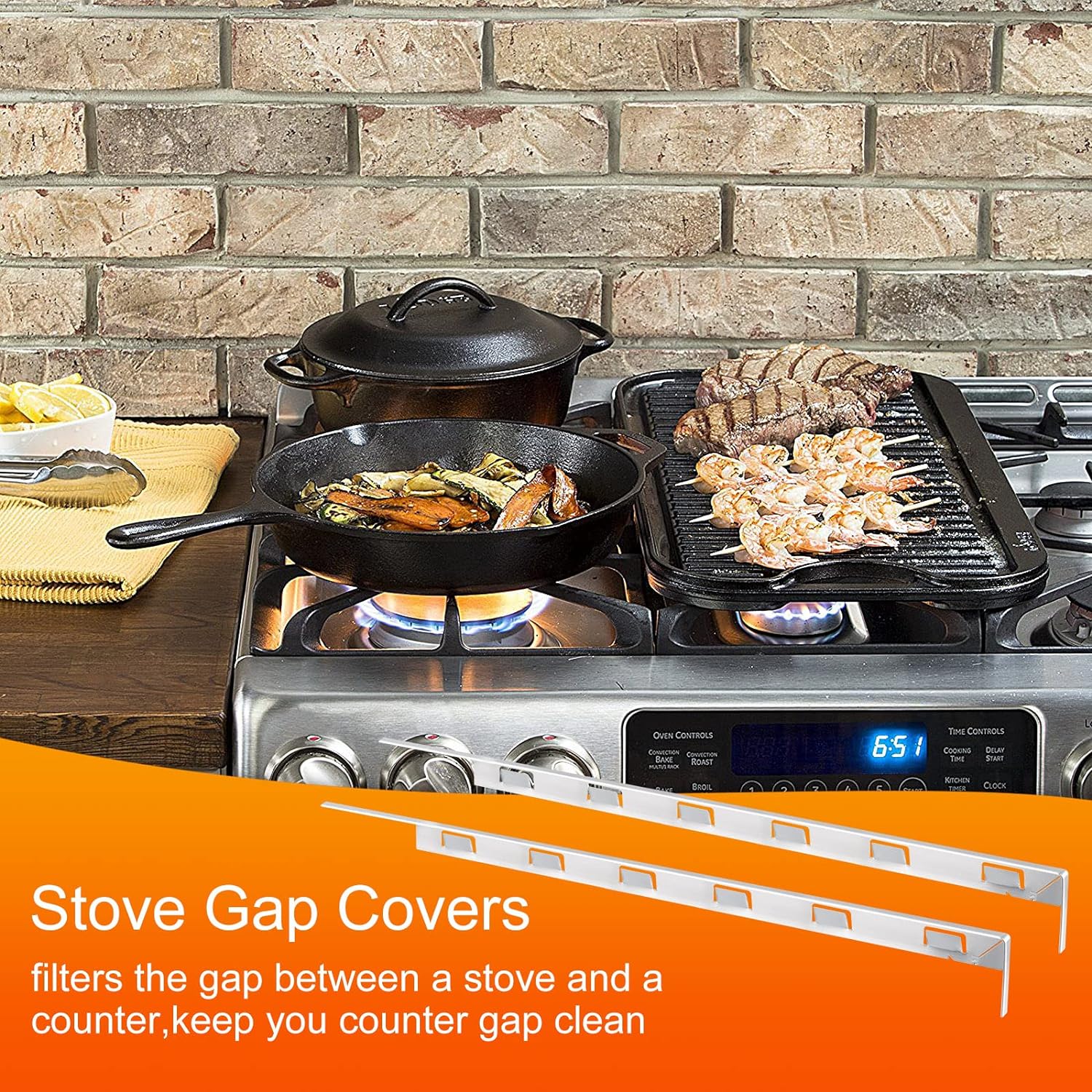 sourcing map Stove Gap Covers, Kitchen Stove Gap Filler, Aluminum Oven Gap Cover 25.59 in Length, Heat Resistant and Easy to Clean, Protect Gap Filler Sealing Spills On Countertop Stove, Silver - Amazing Gadgets Outlet