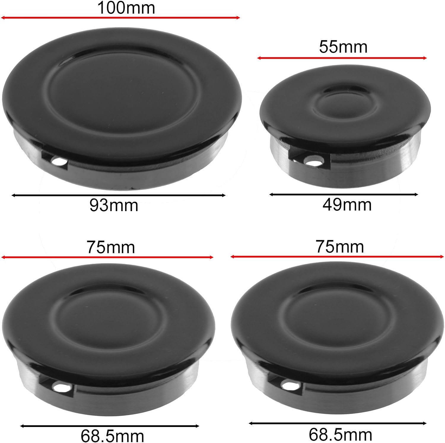 SPARES2GO (Non Universal) Oven Cooker Hob Gas Burner Crown & Flame Cap Kit for Lamona (Small, 2 Medium & Large, 55mm - 100mm) - Amazing Gadgets Outlet