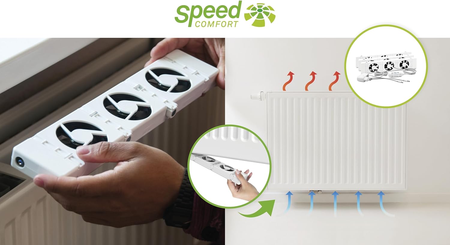 SpeedComfort Starter Set Single: Smart Air Boost Radiator Fan - Long - life heater booster for underheaters and radiators - to save energy and heating costs - Amazing Gadgets Outlet