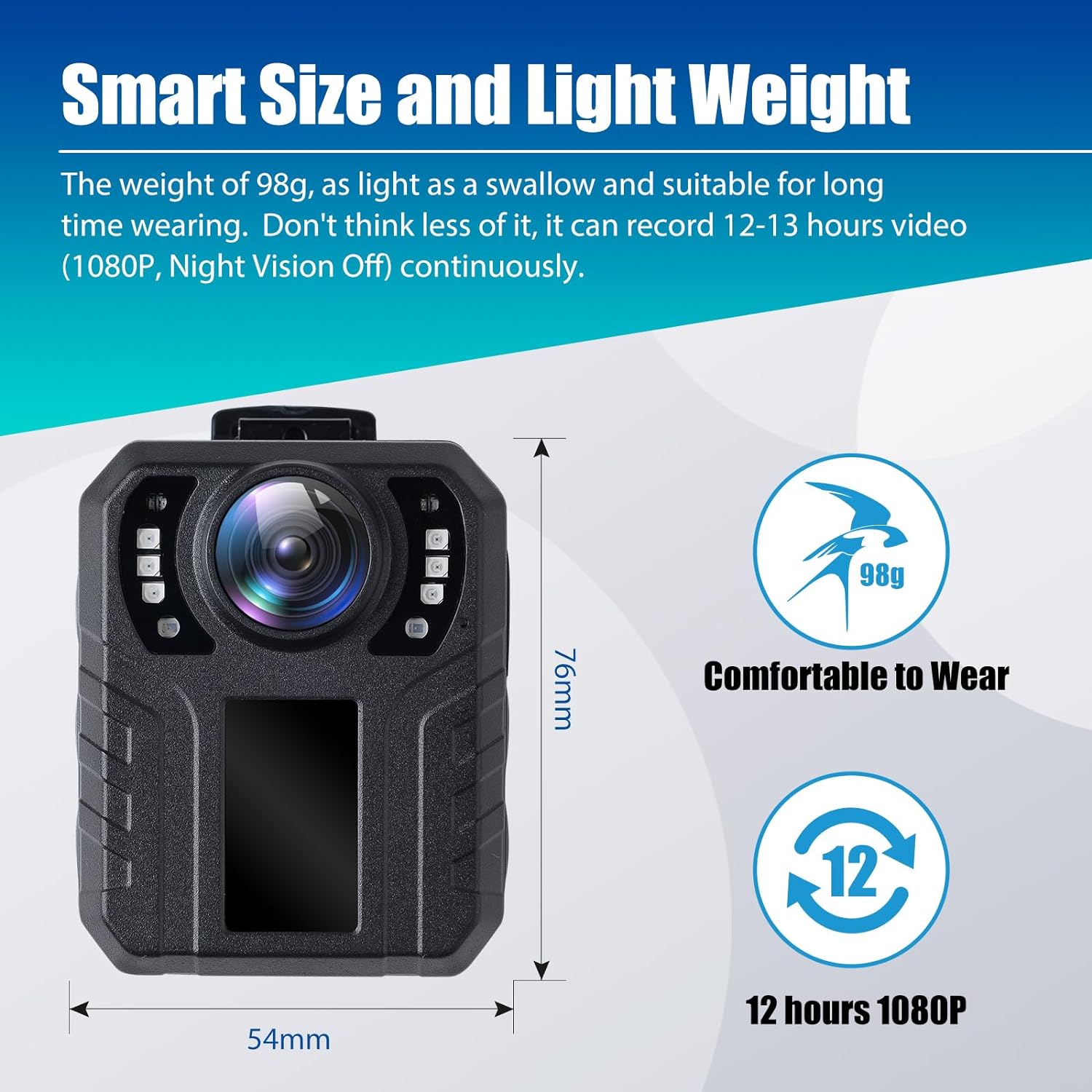 SPIKECAM Body Camera with Audio and Video and Night Vision, 10 Hours Battery Life, 2 Inch LCD, SOS Alarm Function Body Worn Camera for Security with Sound (64GB) - Amazing Gadgets Outlet